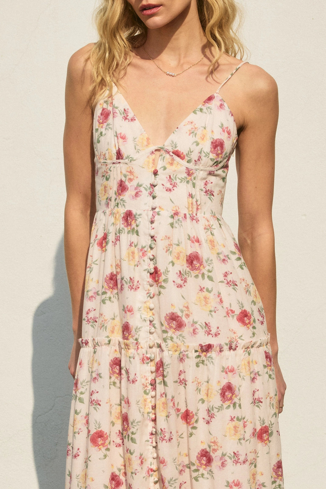A Kiss Bustier Tiered Maxi Dress