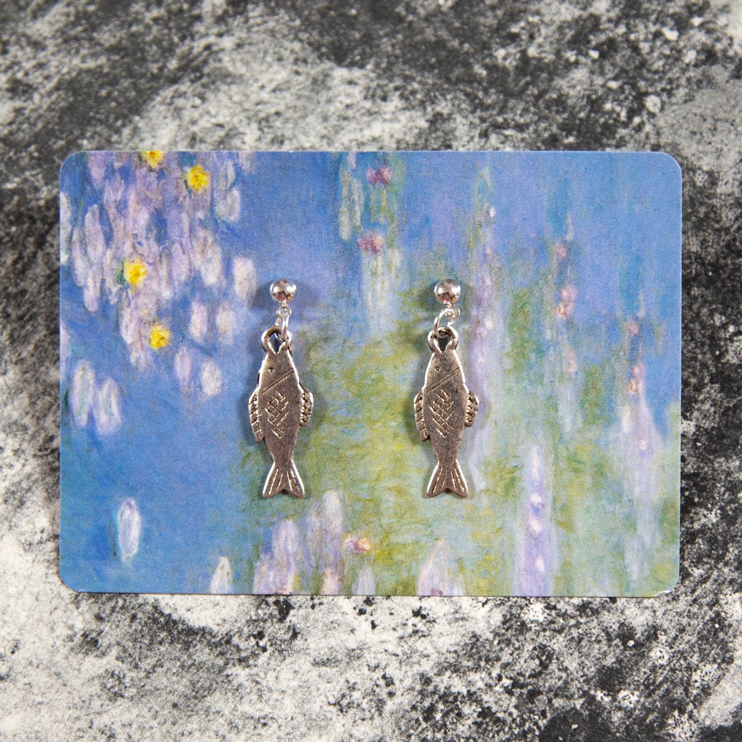Vintage Silver Fish Charm Earrings