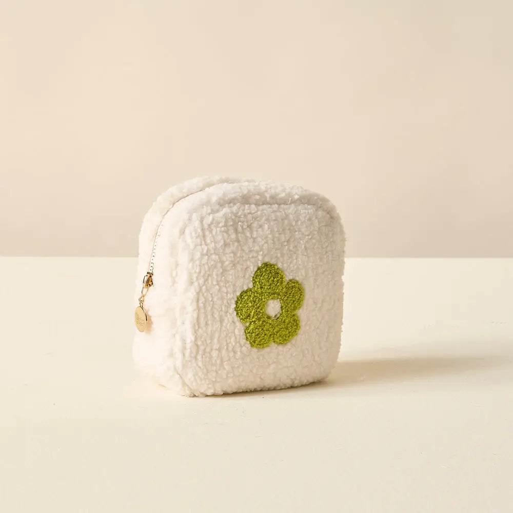 Green Flower Square Teddy Pouch