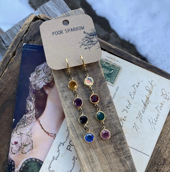 Multi Color Jewel Crystal Earrings