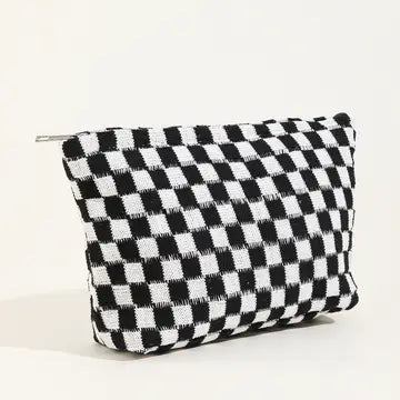 Large Checkered Makeup Bag