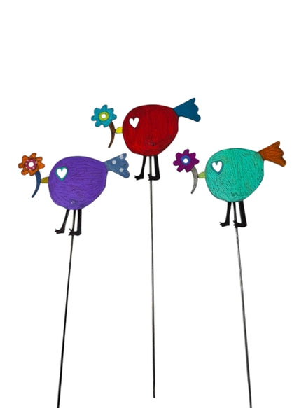 Bird Flower Plant Stake