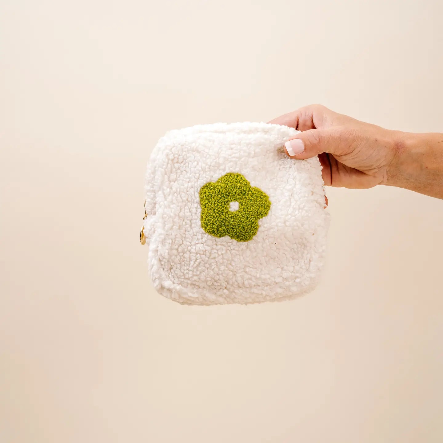 Green Flower Square Teddy Pouch