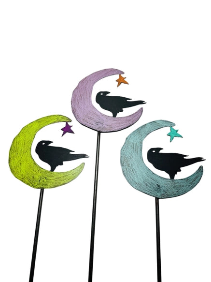 Moon Raven Garden Stake