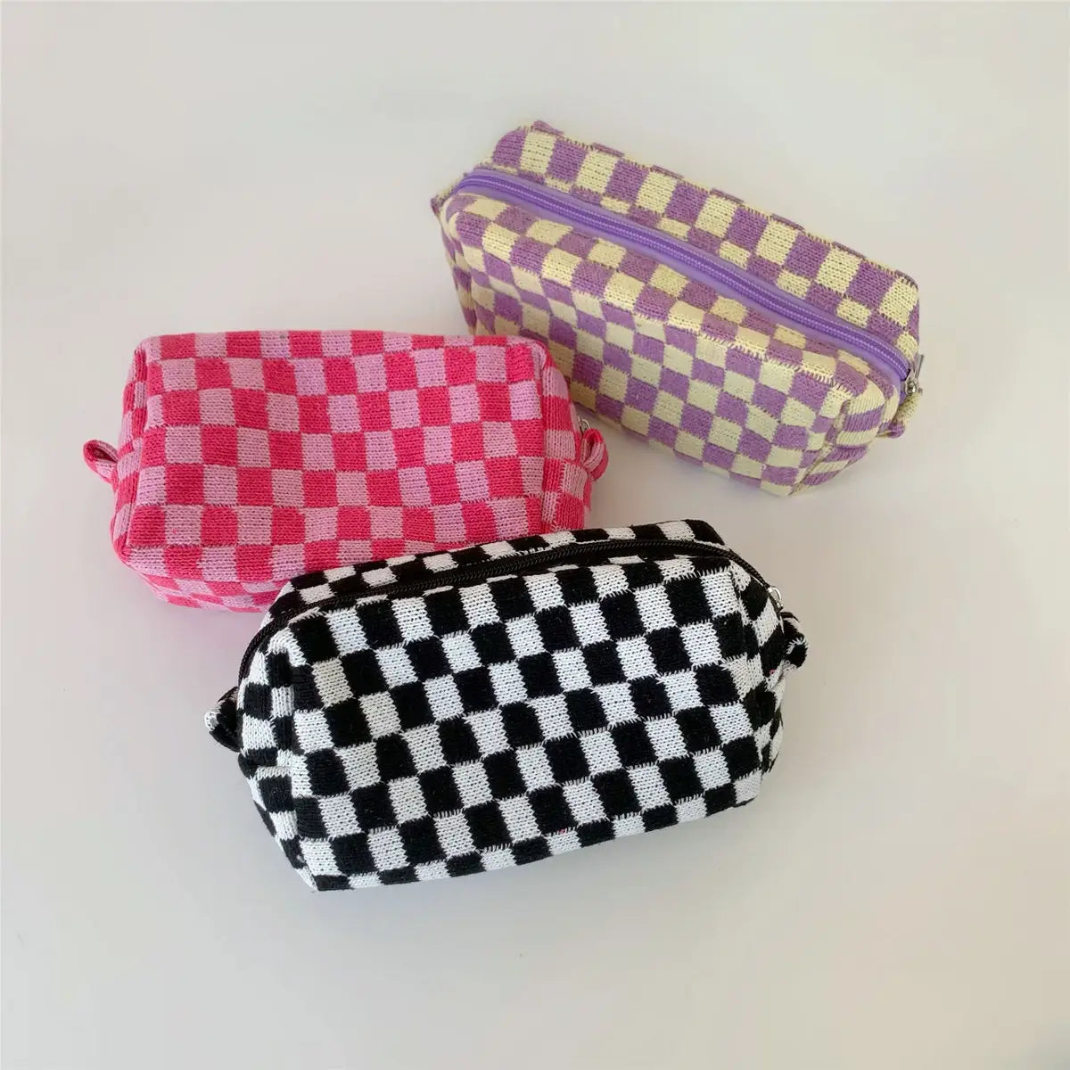 Small Checkered Makeup Bag