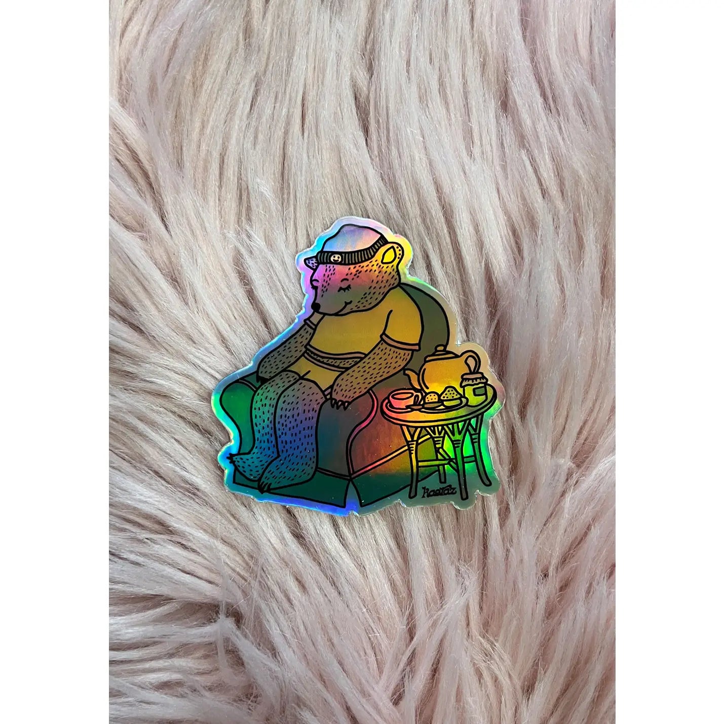 Live Slow Die Cozy Hologram Sticker