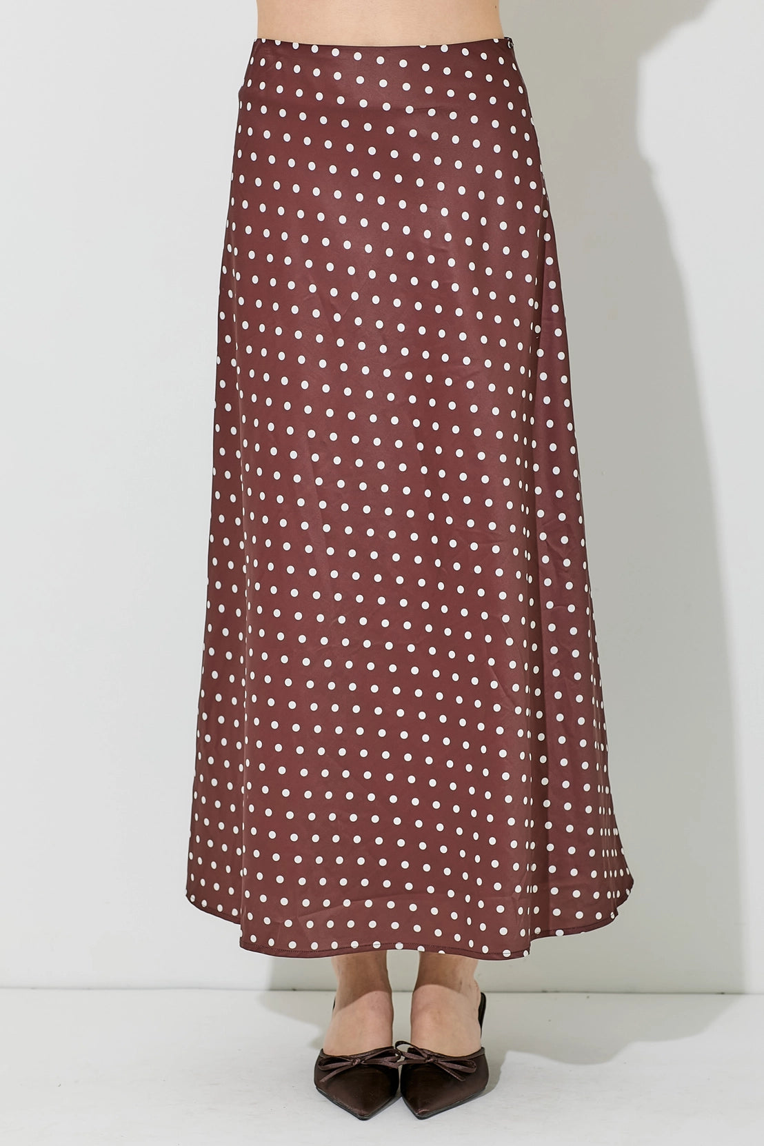 Polka Dot Print Midi Skirt