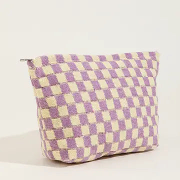 Large Checkered Makeup Bag