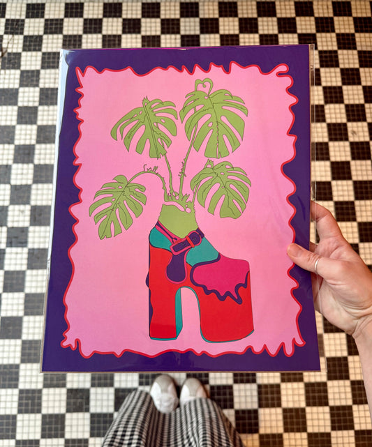 Platforms & Plants Art Print: Clog & Monstera