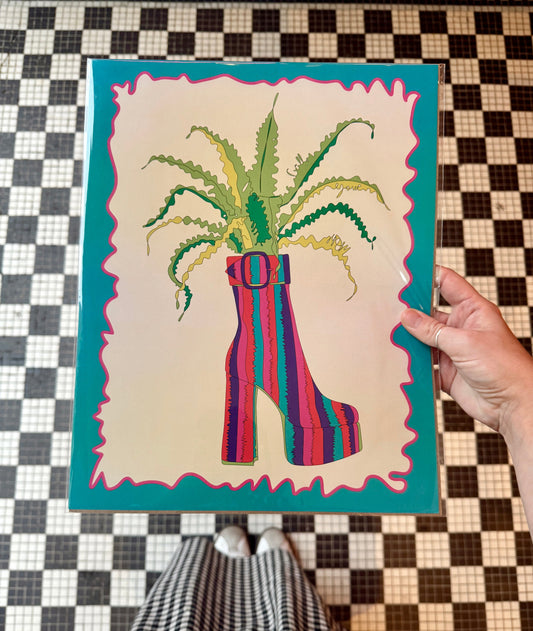 Platforms & Plants Art Print: Boot & Fern