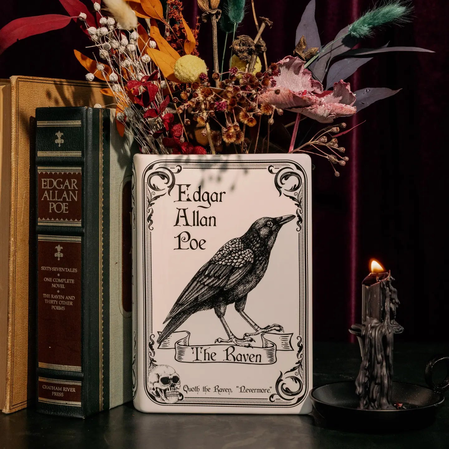 The Raven White Book Vase