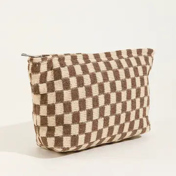 Large Checkered Makeup Bag