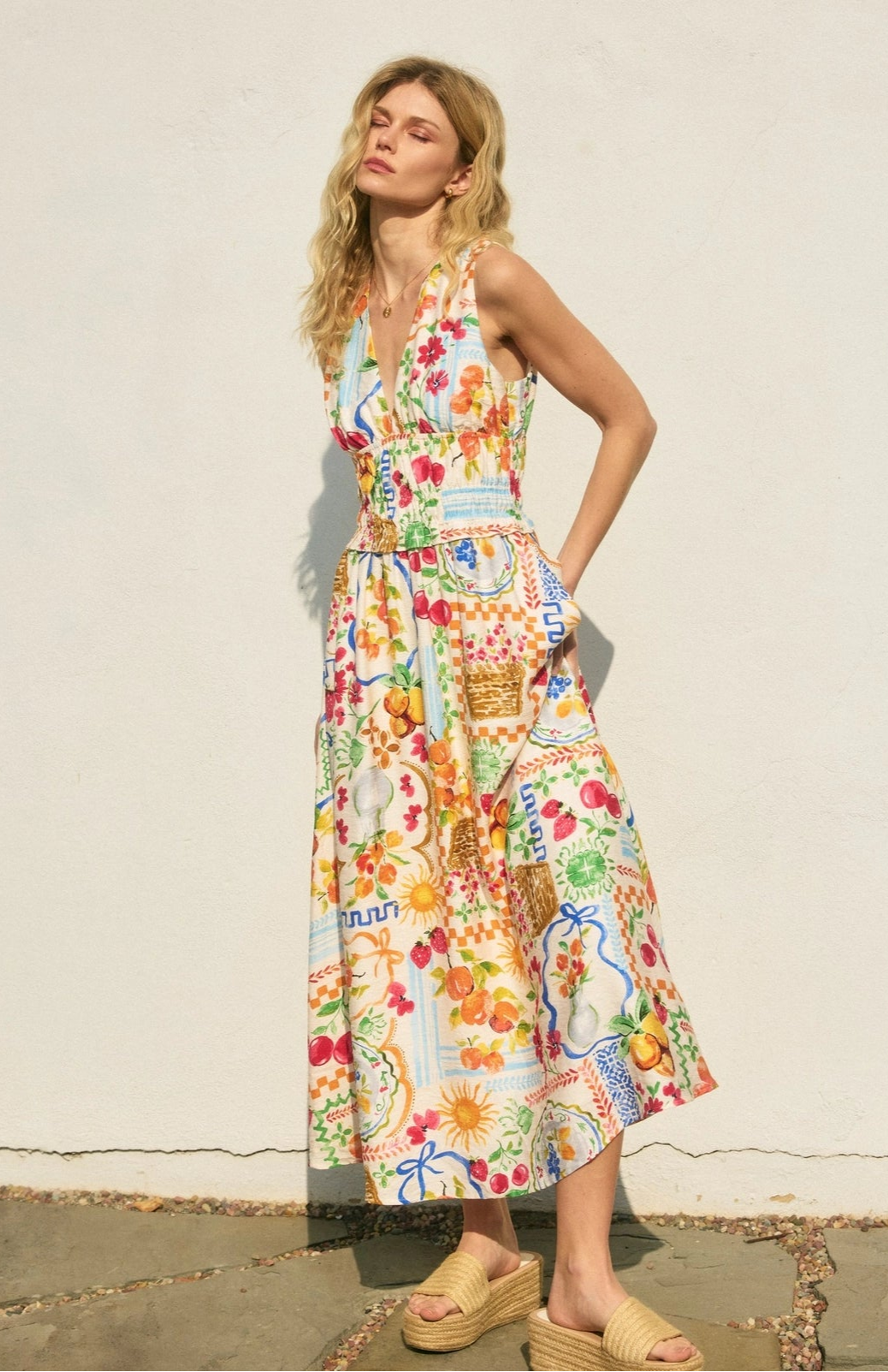 Sweetest Thing Poplin Shirred Waist Midi Dress