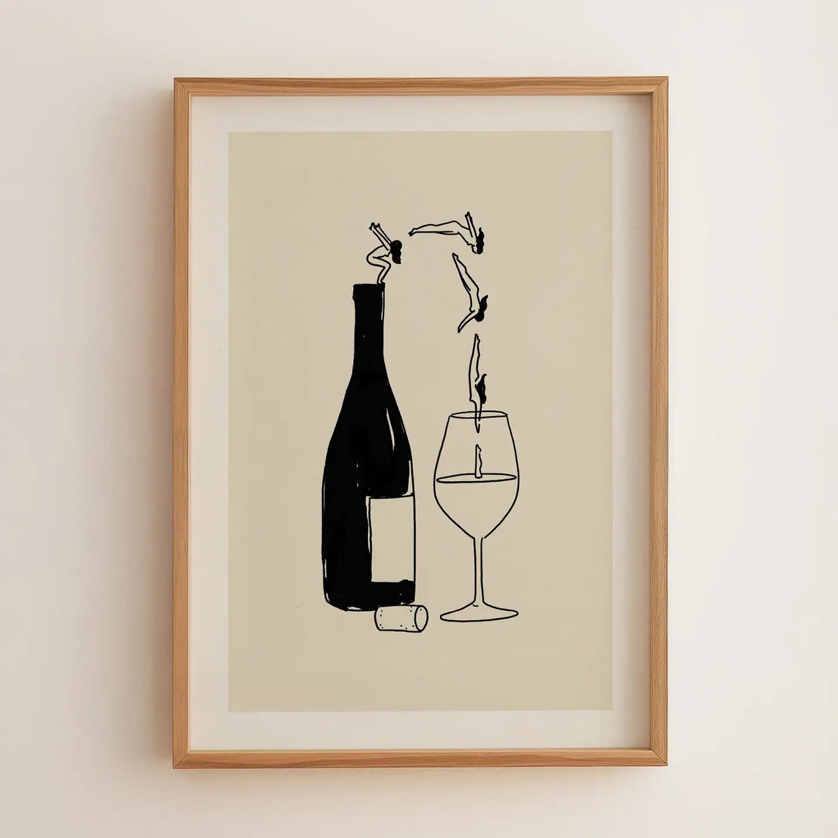"Wine Bottle Dive" Minimal Fine Art Giclée Print