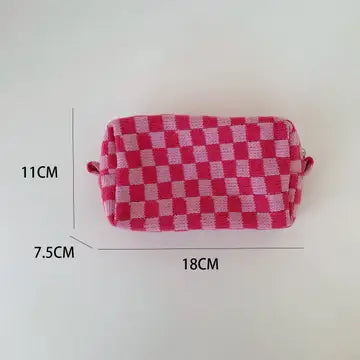 Small Checkered Makeup Bag
