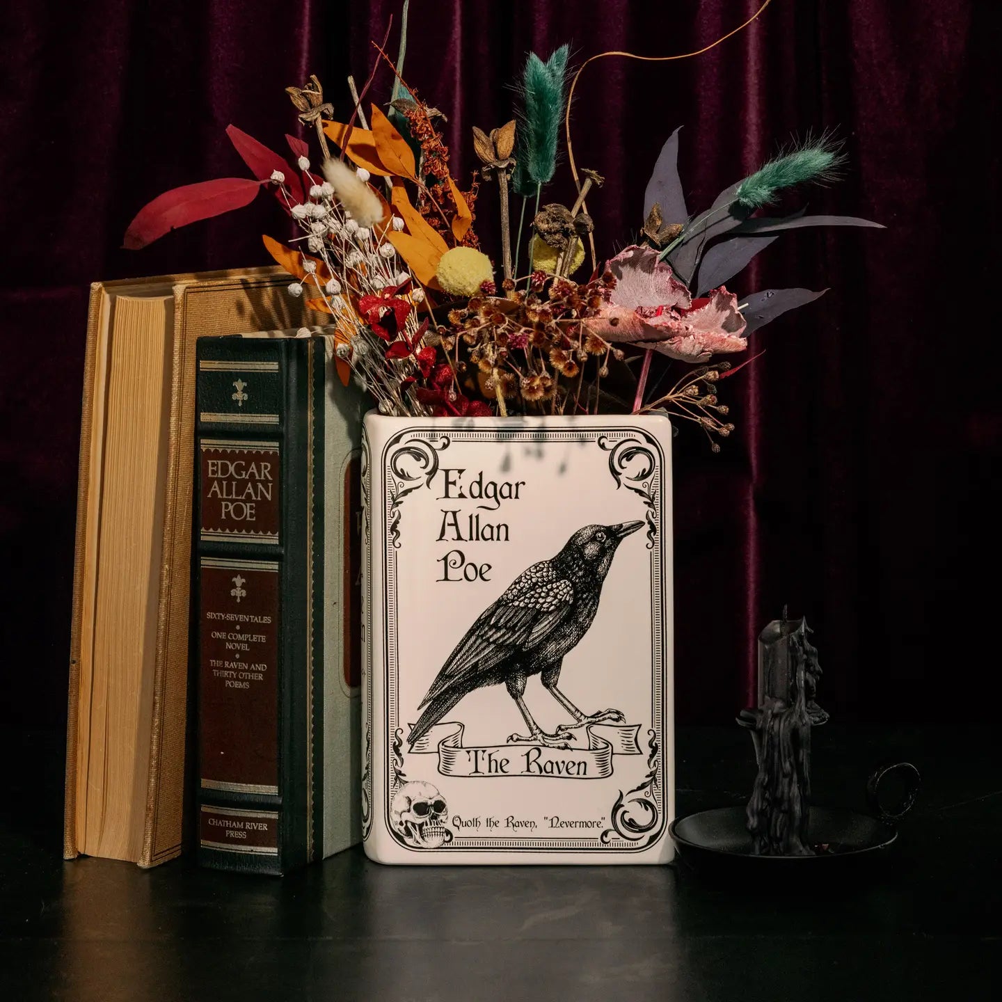 The Raven White Book Vase
