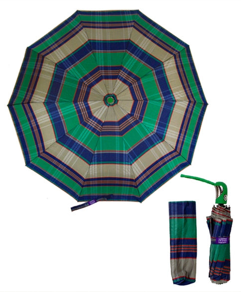 Compact Striped Folding Umbrella