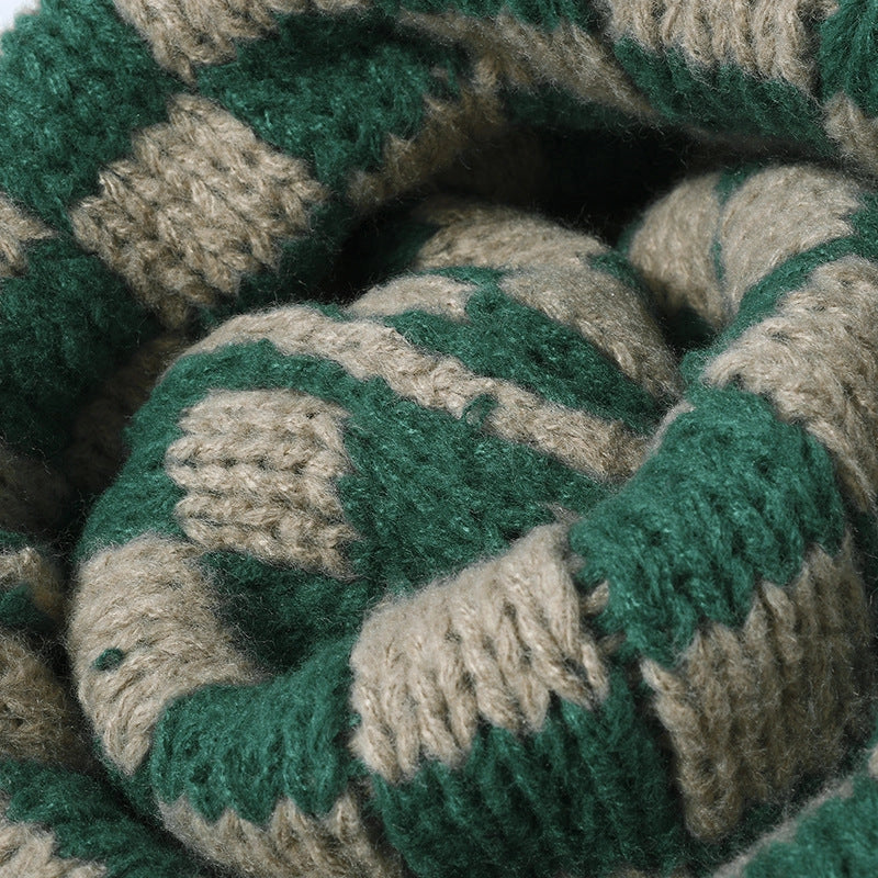 Checkered Knit Beanie