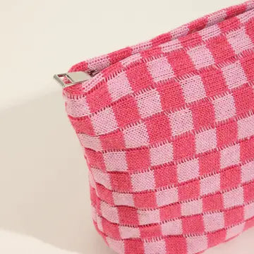 Large Checkered Makeup Bag