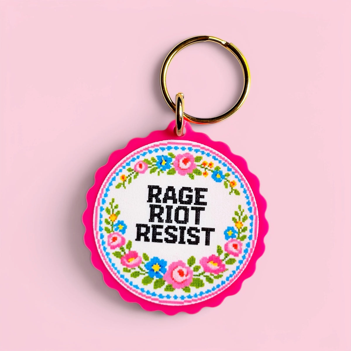 Rage Riot Resist Keychain