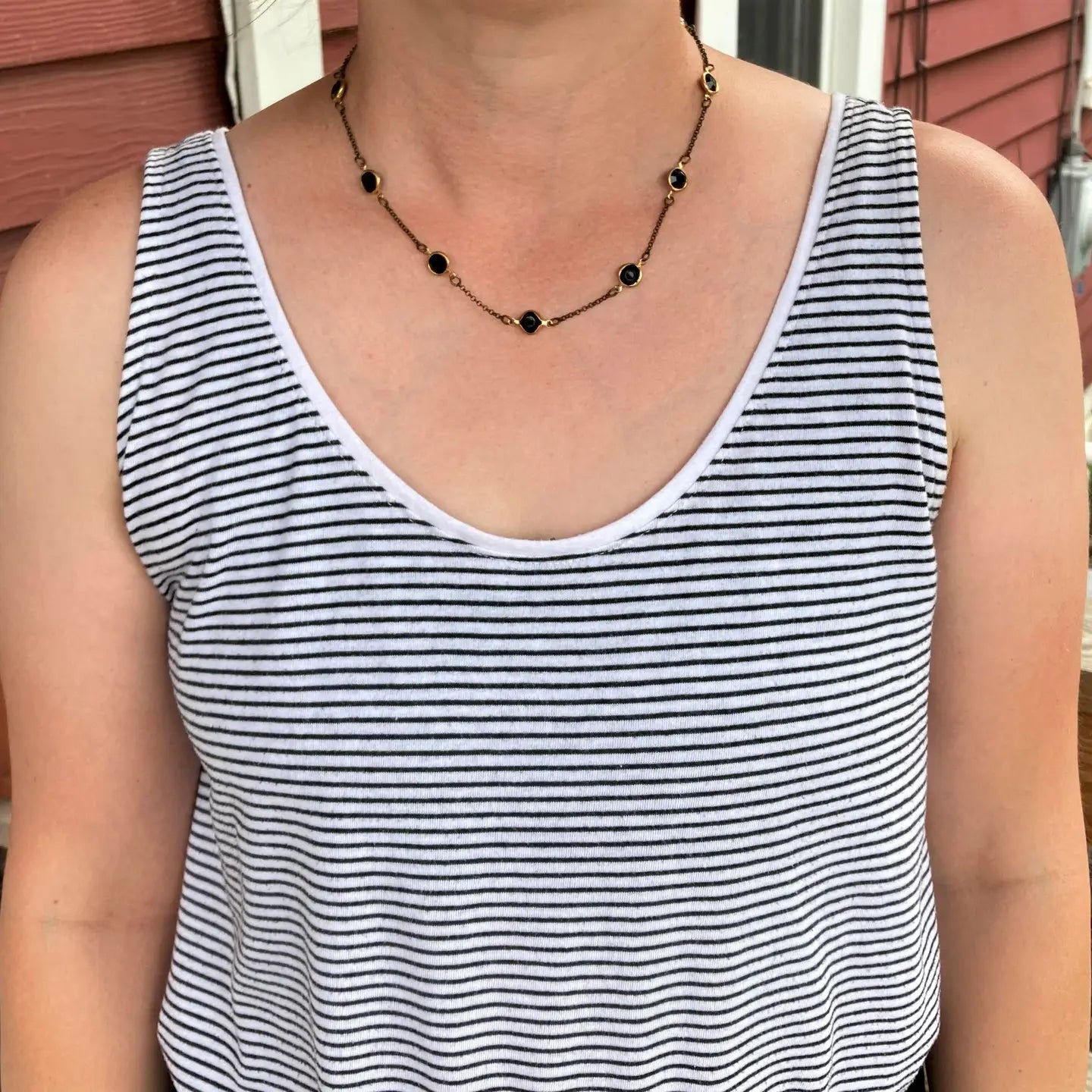 Jet Black Crystal Beaded Layering Necklace