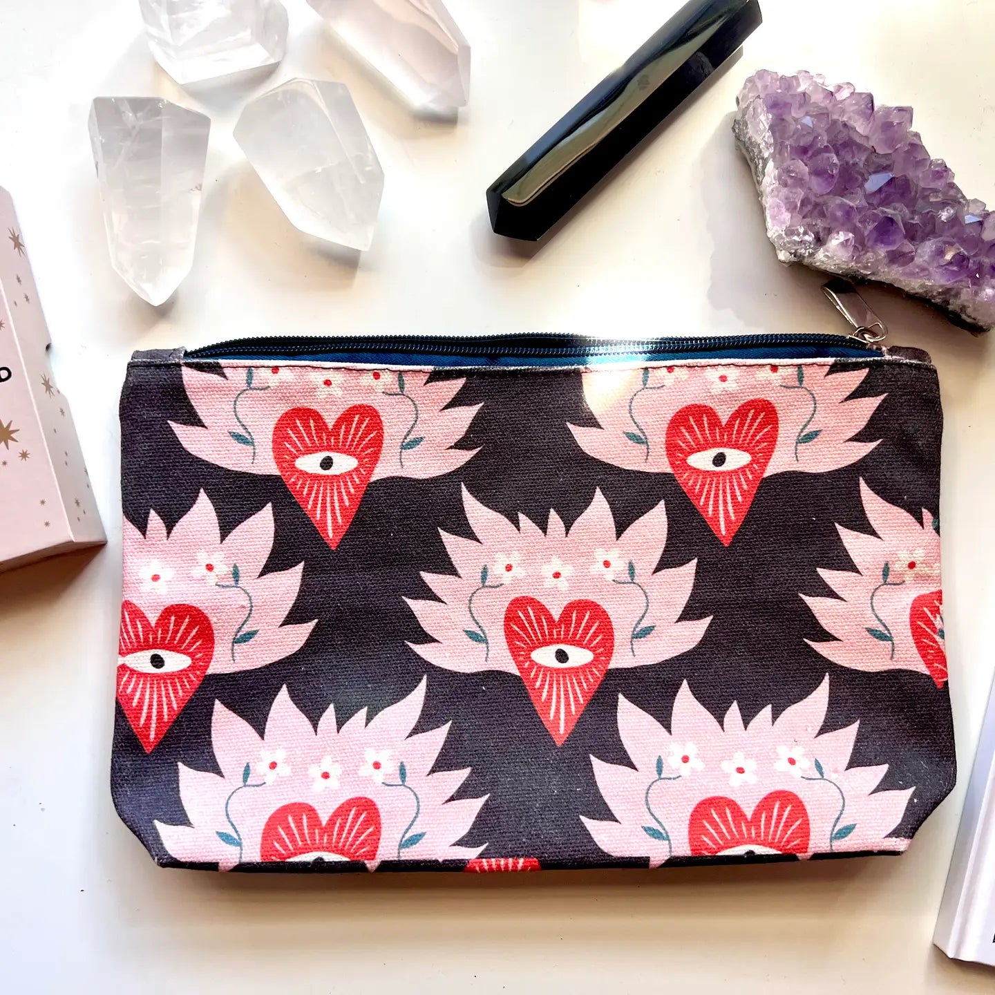 Flaming Heart Zipper Pouch