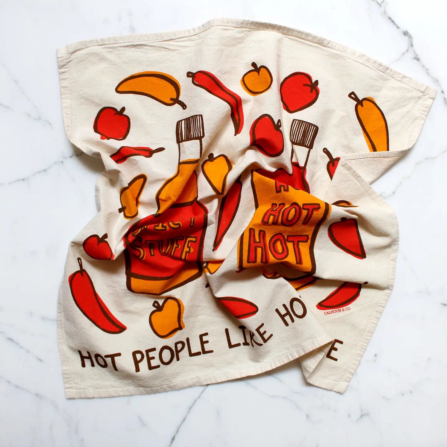 Hot People Like Hot Sauce Printed Tea Towel