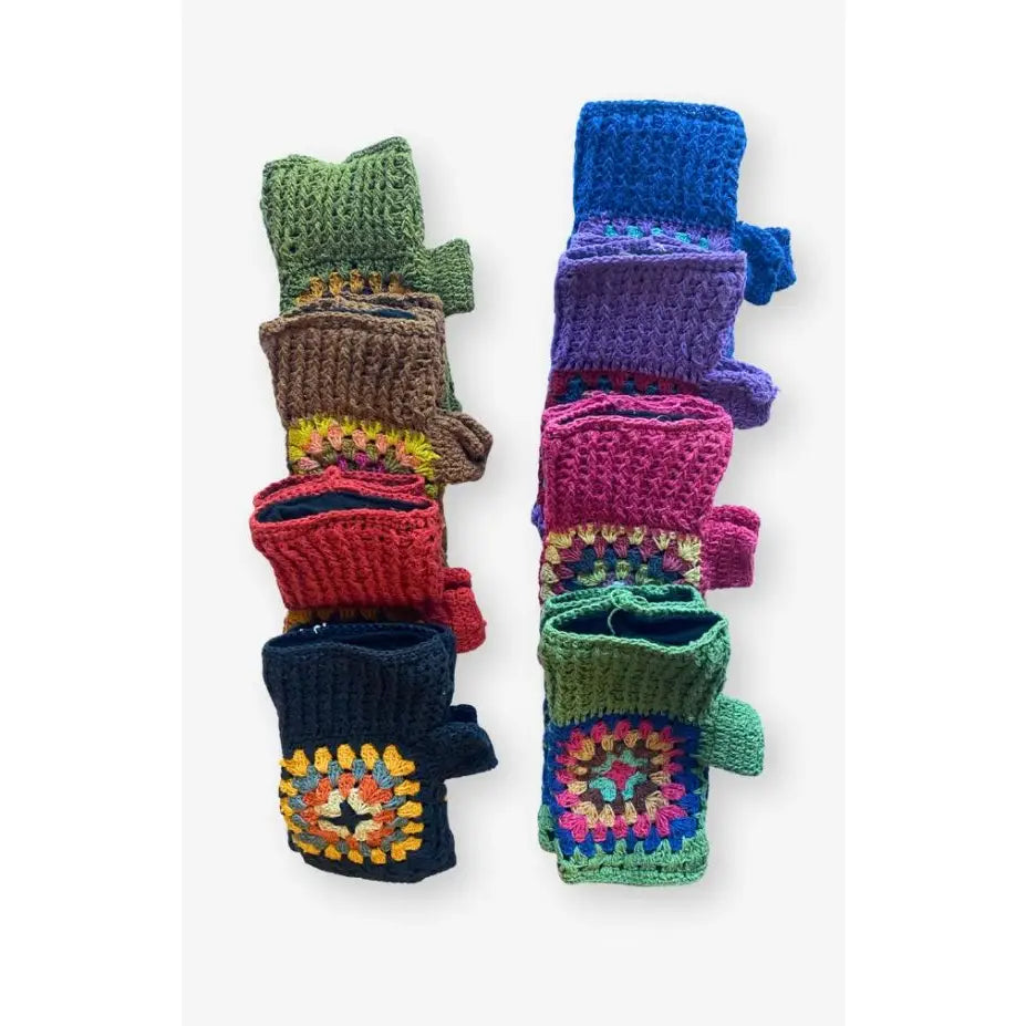 Crochet Granny Square Fingerless Gloves
