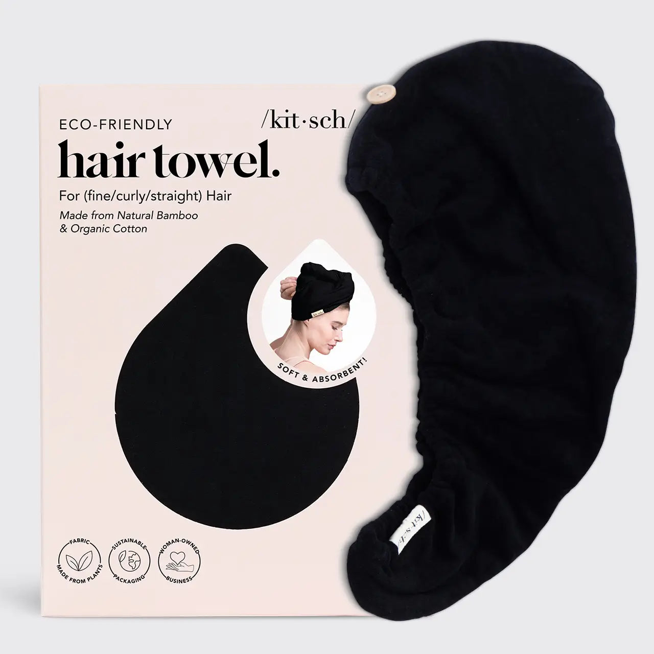 Black Quick Dry Hair Towel