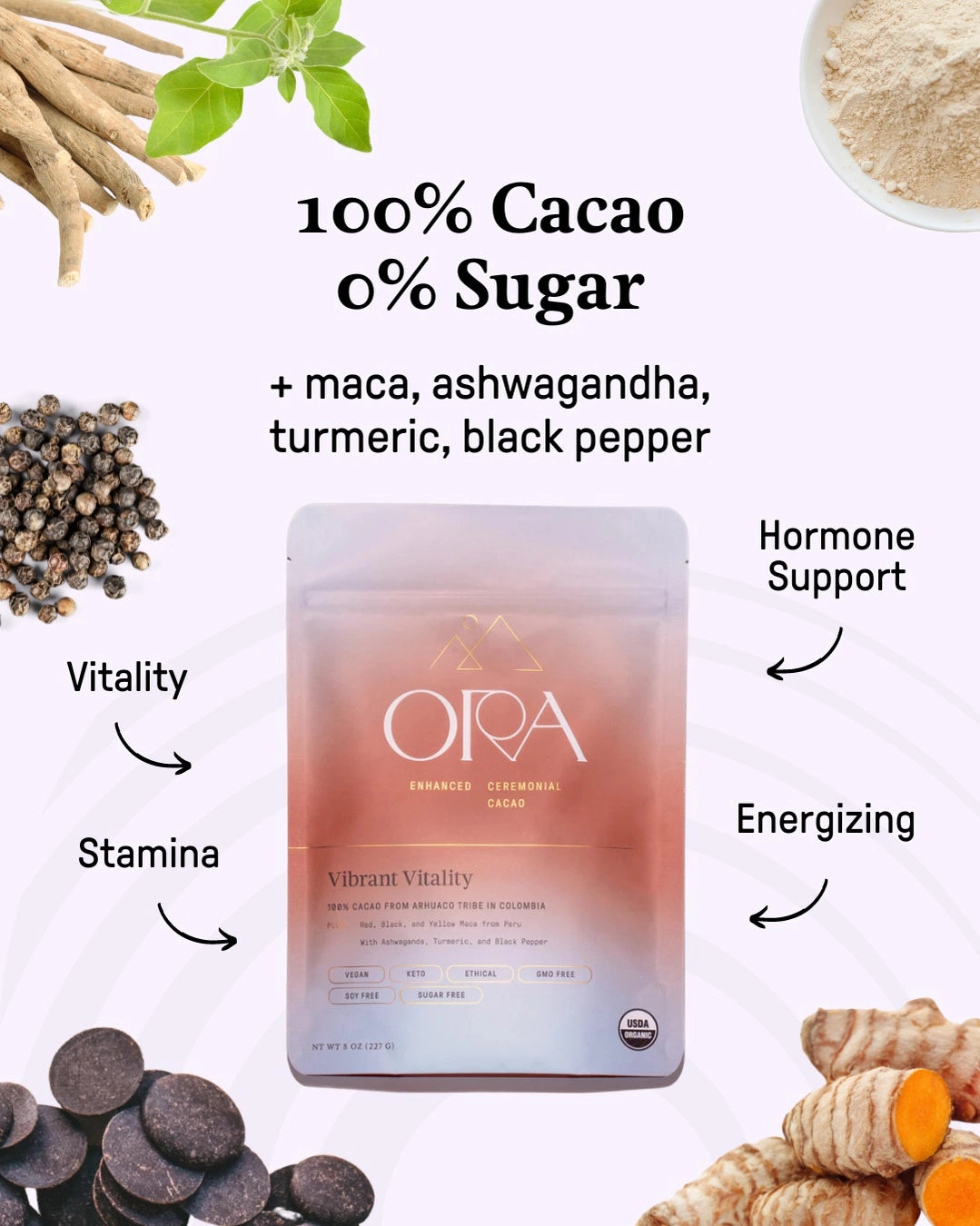 Vibrant Vitality Enhanced Cacao - Organic - Ceremonial