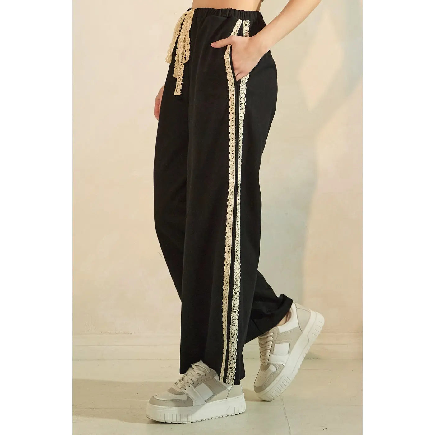 Lace Striped Sweatpants