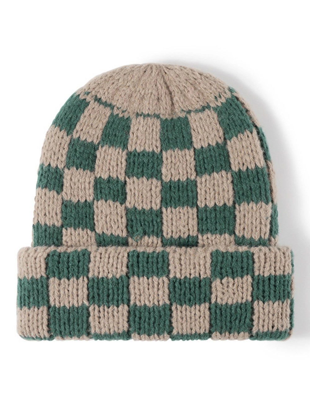 Checkered Knit Beanie