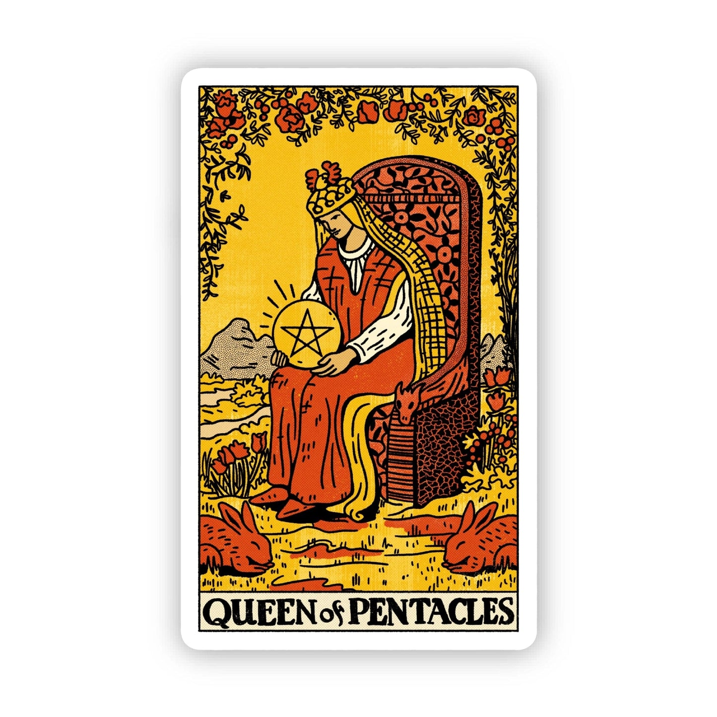 Queen of Pentacles Tarot Card Sticker