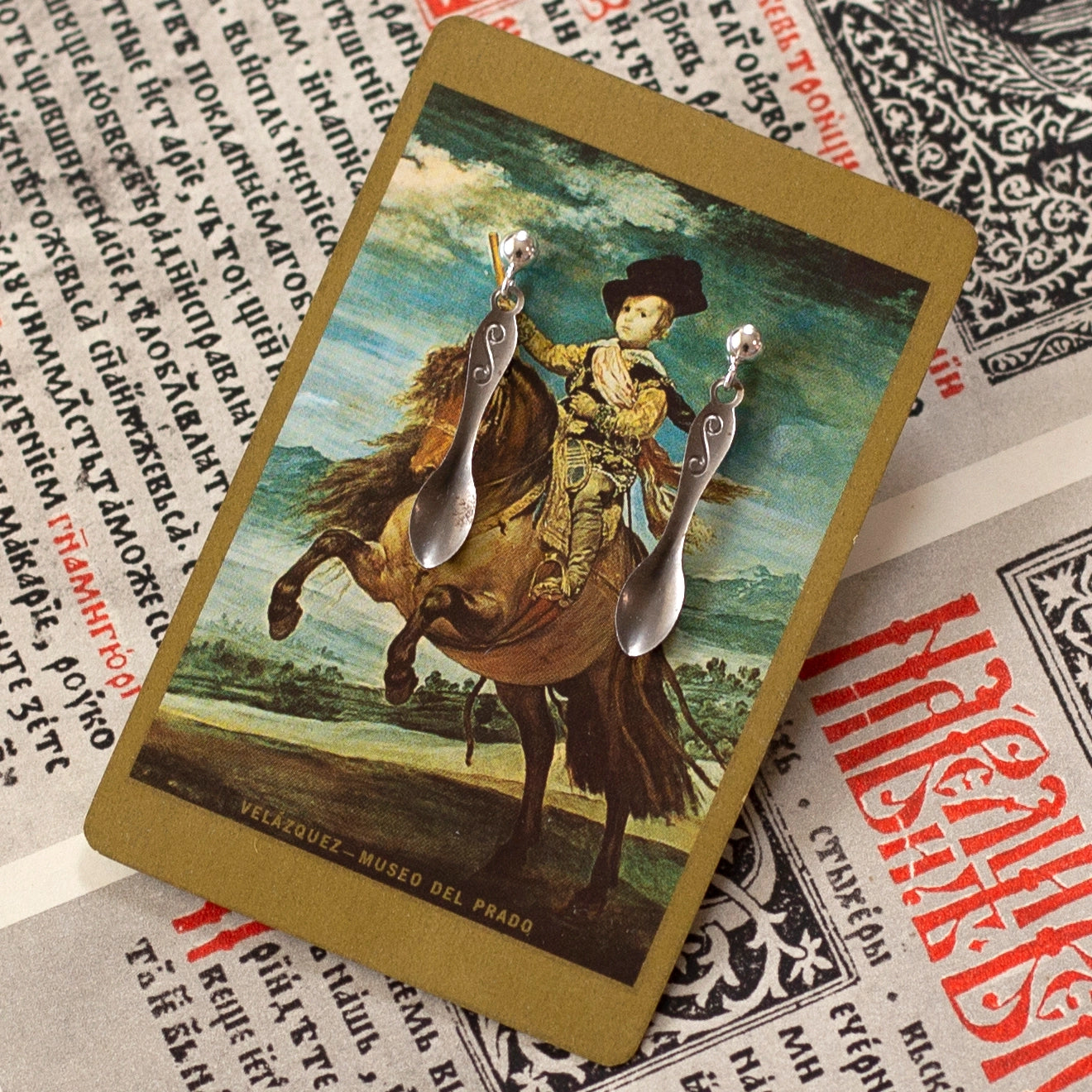 Vintage Silver Spoon Charm Earrings