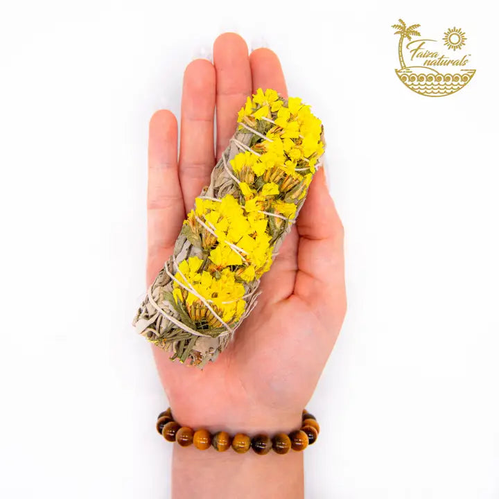 Yellow Sinuata Flower White Sage Bundle