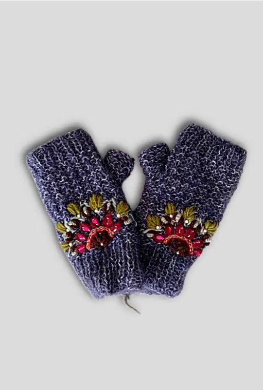 Embroidered & Beaded Wool Hand Warmer