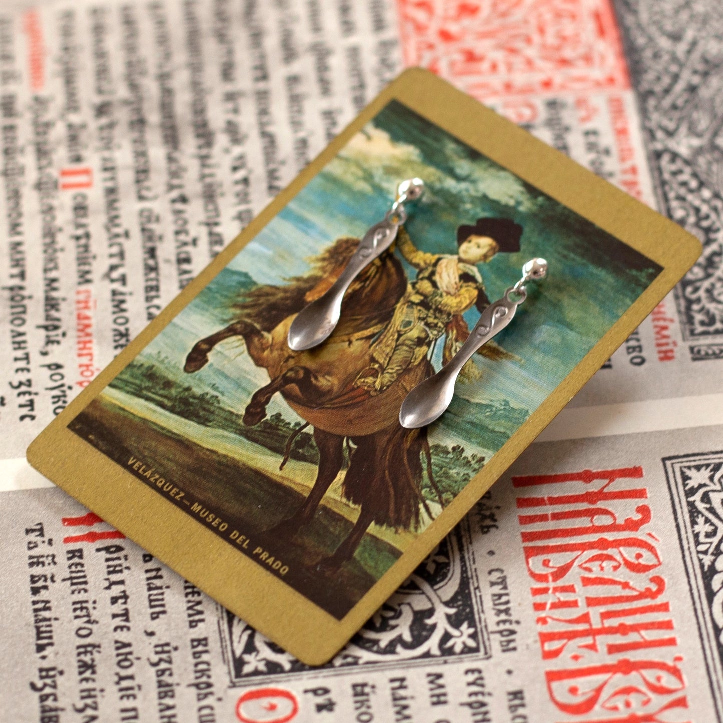 Vintage Silver Spoon Charm Earrings