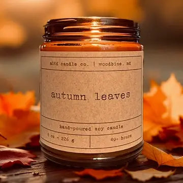 Autumn Leaves Soy Candle: Cranberry, Nutmeg, Pumpkin, Scent