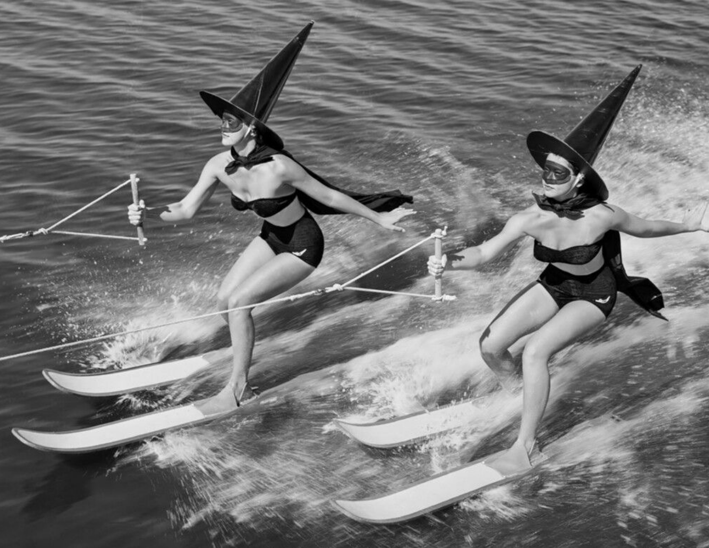 Water Skiing Witches Postcard