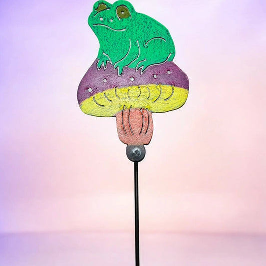 Frog Mushroom Plant Stakes