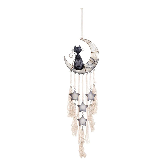 Cat & White Moon Wind Chimes