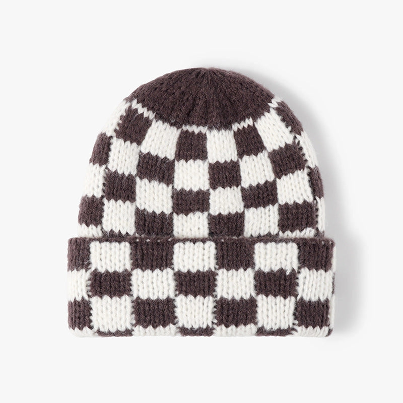 Checkered Knit Beanie