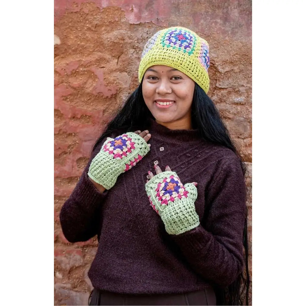 Crochet Granny Square Fingerless Gloves