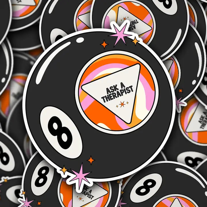 Magic 8 Ball Ask A Therapist Sticker