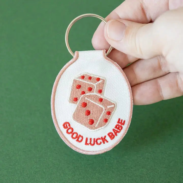 Good Luck Babe Embroidered Keychain
