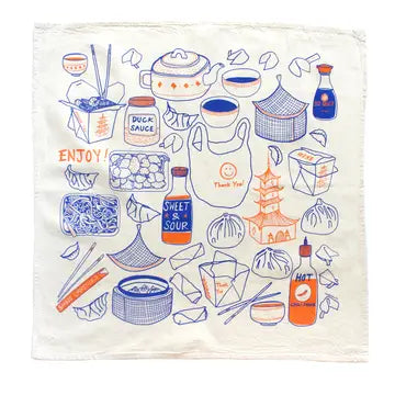 Thank You Enjoy - Dumplings Take Out Printed Tea Towel