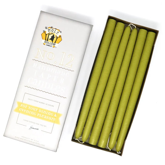 12" Hand Dipped Unscented Taper Candles