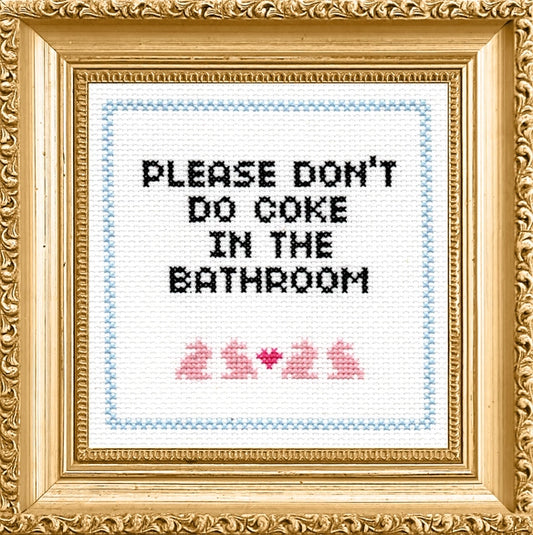Coke in the Bathroom Cross Stitch Kit
