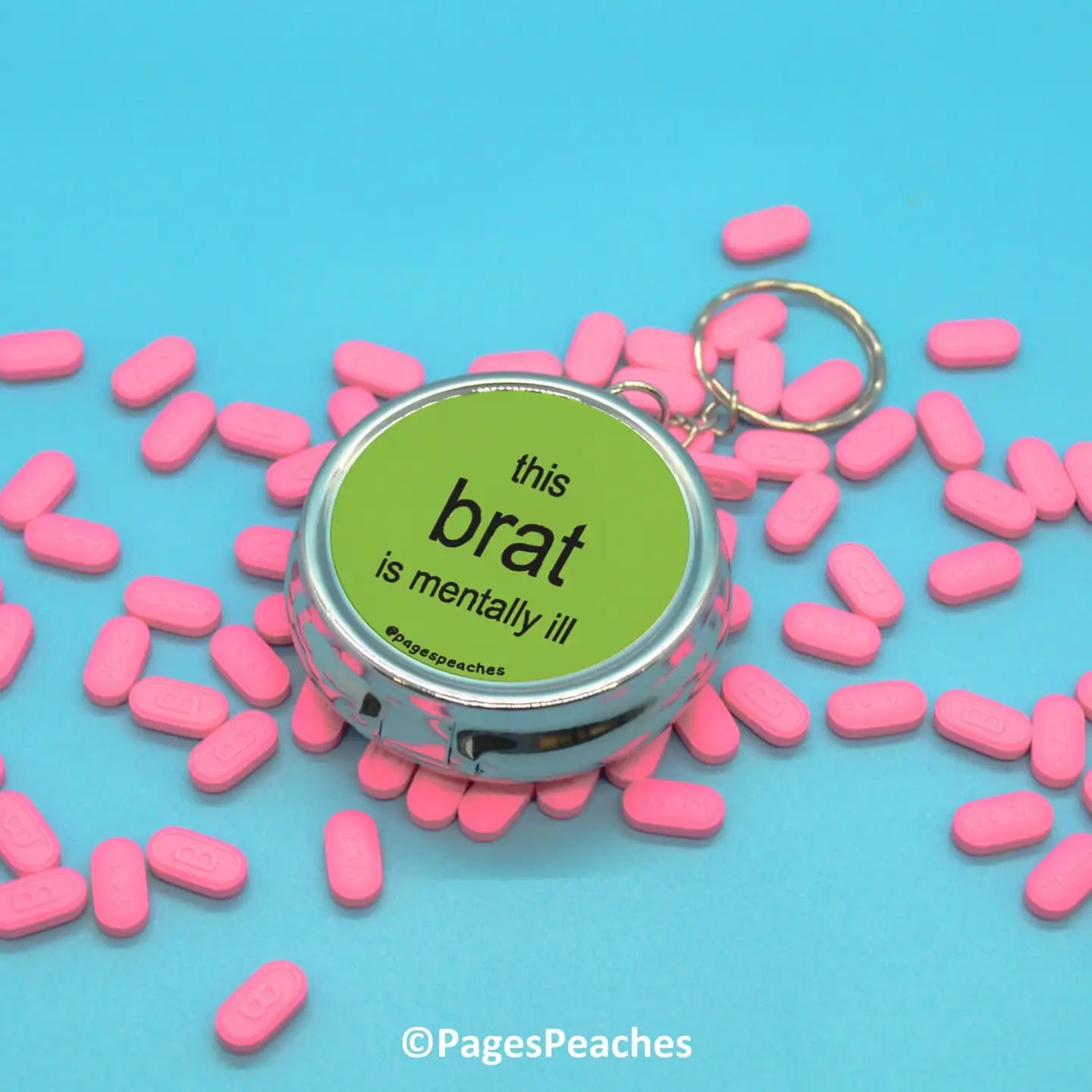 Brat Pill Case Keychain Travel Medication Organizer