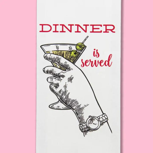Dinner Is Served Martini Kitchen Towel